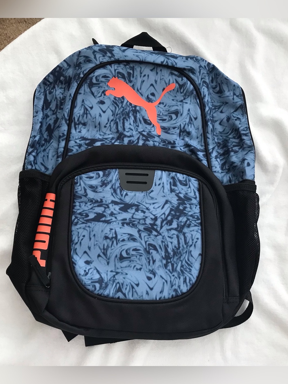 PUMA Classic Core Backpack Black orange Logo Blue